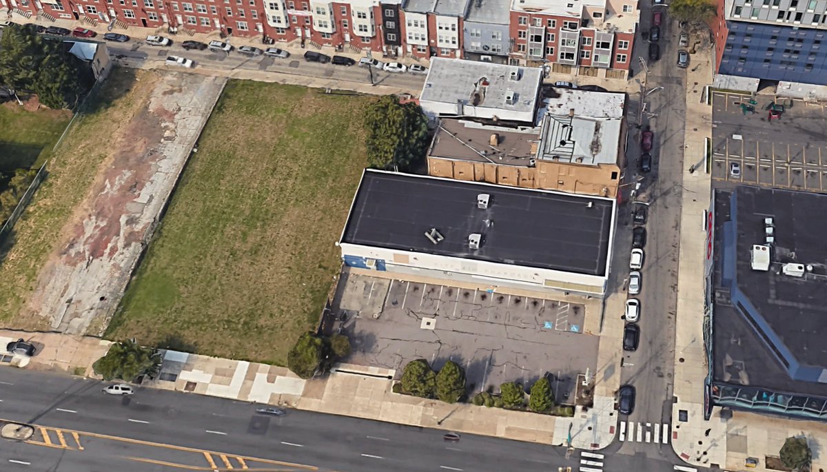RisingRealEst's tweet photo. A 28-story tower with 289 residential units and 21,000 square feet of commercial space is being planned on the site of the former Rite Aid and a vacant lot on Temple University’s campus at Broad and Oxford https://t.co/za0qZlfpyc