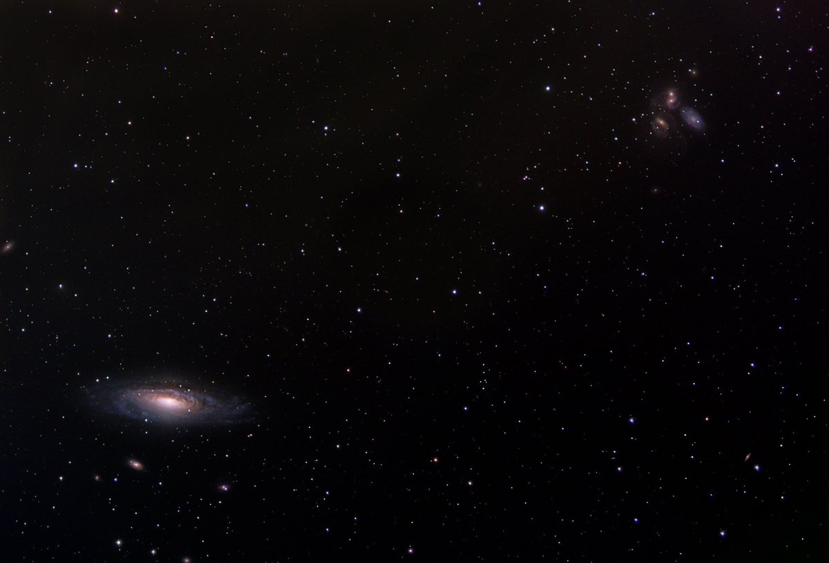 Deerlick/Stephens Quintet galaxies. Amphibious life on Earth was just becoming ambitious when light left the interacting galaxies of Stephens Quintet. 
C11 @ f7, ASI6200MM RGB, 300secx17subs per RGB. Ace rage seeing, Bortle 6