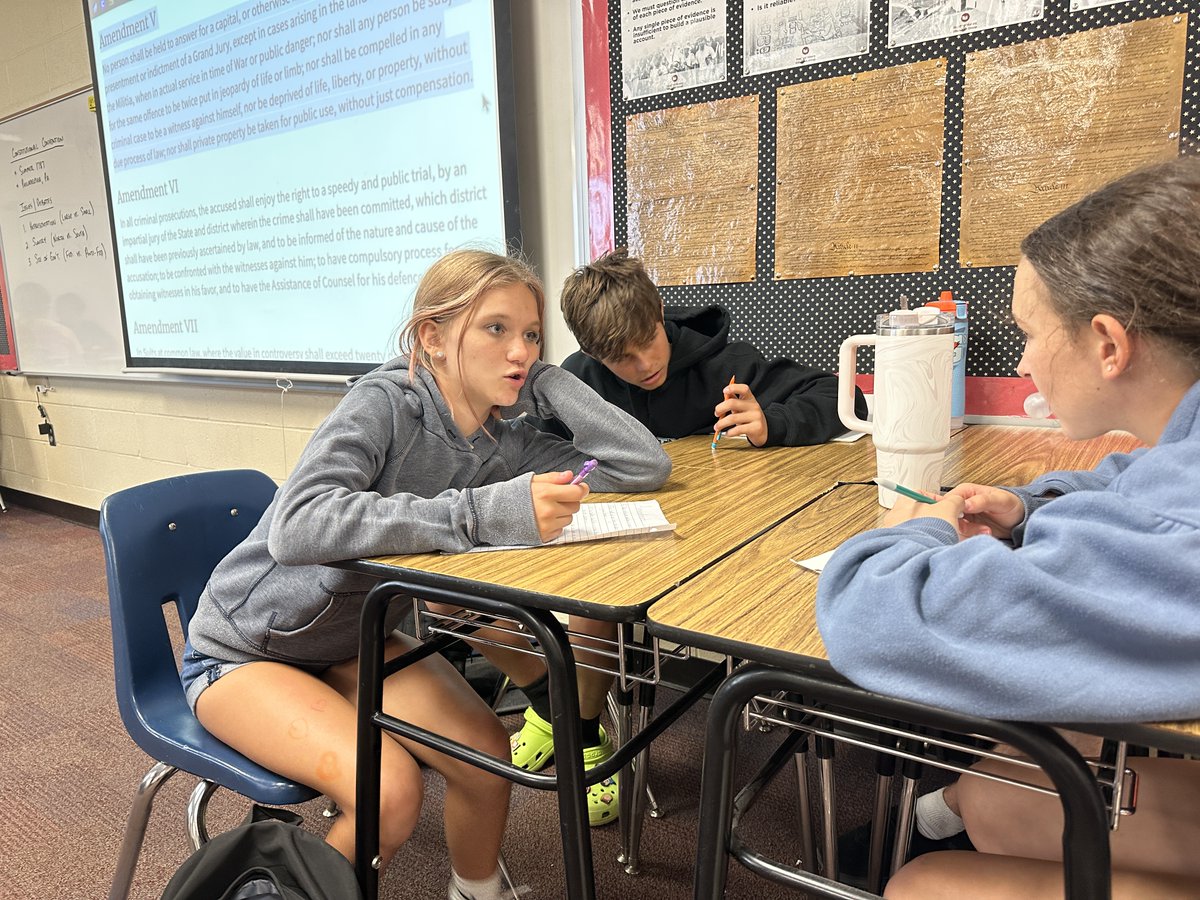 Mr. Minton is empowering the future, one amendment at a time. Today his class explored the Bill of Rights! #EudoraProud