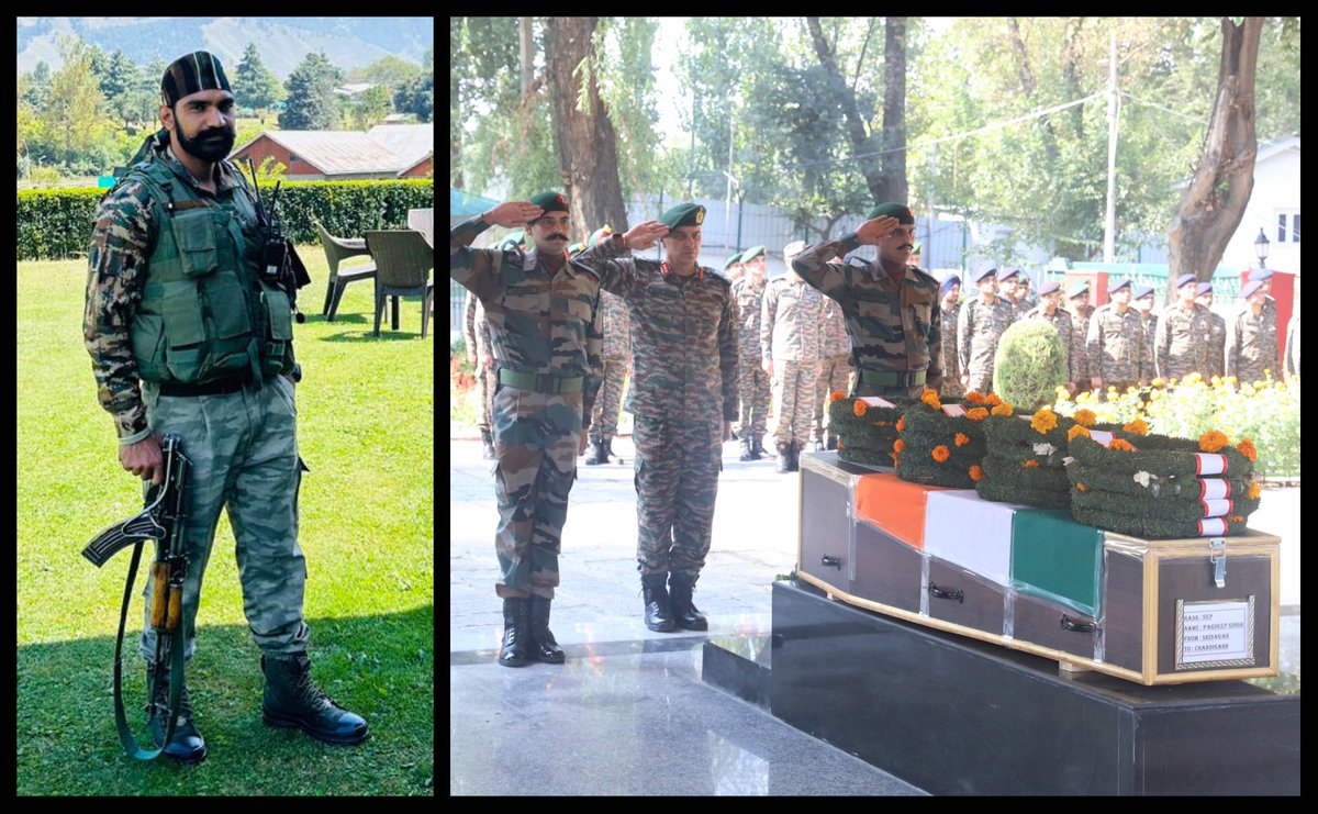 Just IN:— The 27 year old Sepoy Pardeep Singh's body has recovered from forest, who was killed during the #Anantnag encounter. 

He belonged to the 19 #RashtriyaRifles, the third soldier from the Army unit killed by Kashmiri freedom fighters in action .