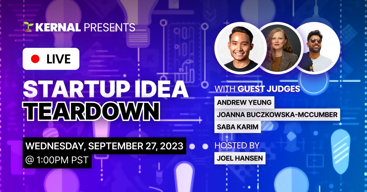 1-week countdown for Startup Idea Teardown   

📢 Attention all startup enthusiasts! Join us for an exciting afternoon as entrepreneurs pitch their ideas and receive real-time feedback from experts.   

Whether you're an investor, aspiring founder, or simply curious about