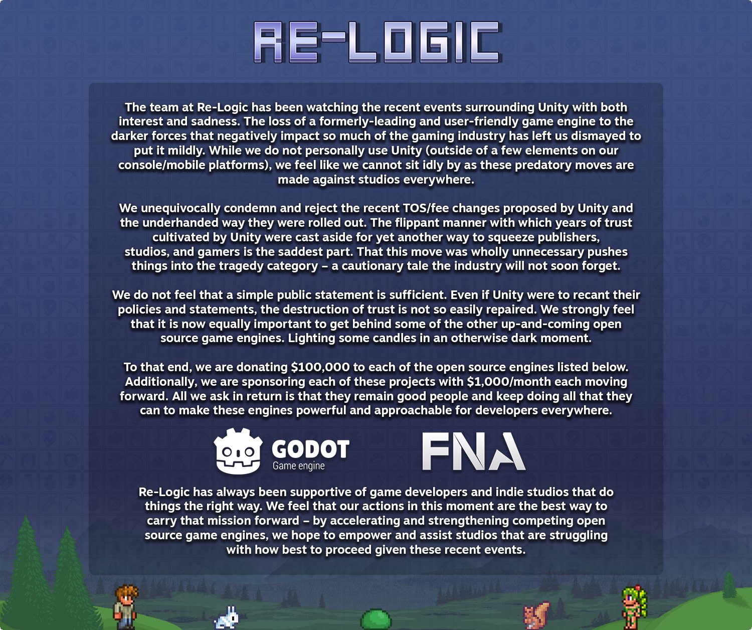 [閒聊] re-logic：不能對unity坐視不管