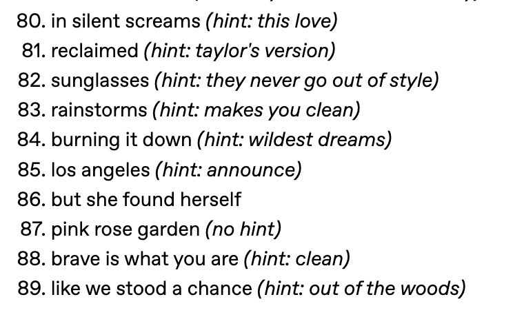 TSwiftNZ's tweet photo. 🔒 | All of the answers for Taylor Swift’s #1989TaylorsVersion puzzle challenge! (via @tay13bae) https://t.co/gu9eCF1IXn