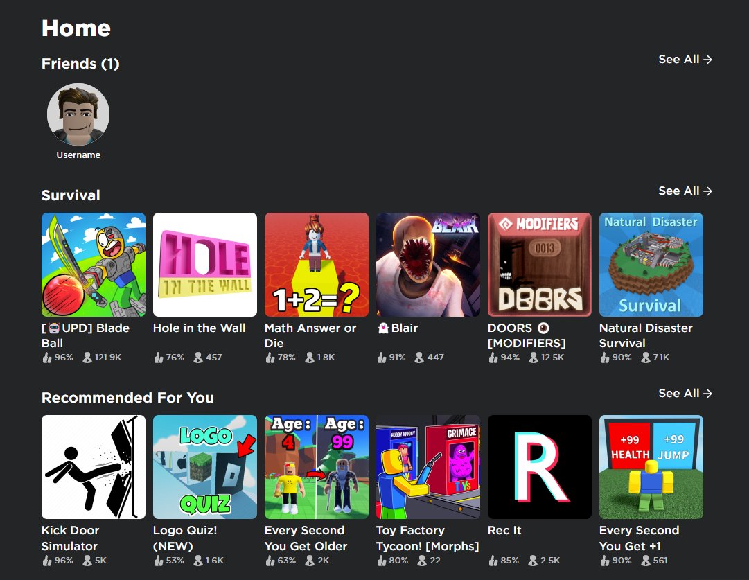 Bloxy News on X: #BloxyNews  The #Roblox Games page has updated to put  Featured games at the top, moving Popular games to the second row, and  basing it on what games