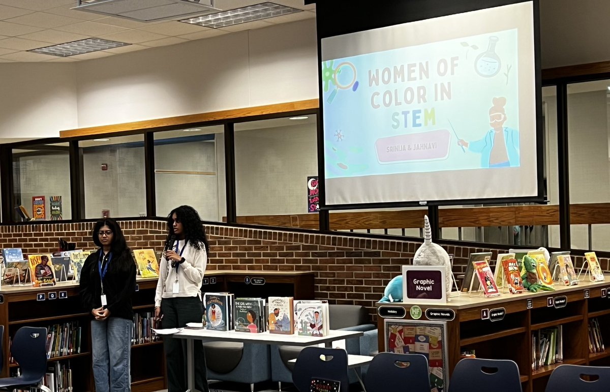 Thank you Carmel High School student authors, Srinija and Jahnavi, for sharing your book Women of Color in STEM, with the FDE fourth graders today. <a href="/myccs/">Carmel Clay Schools</a> <a href="/ForestDaleElem/">Forest Dale Elem</a>