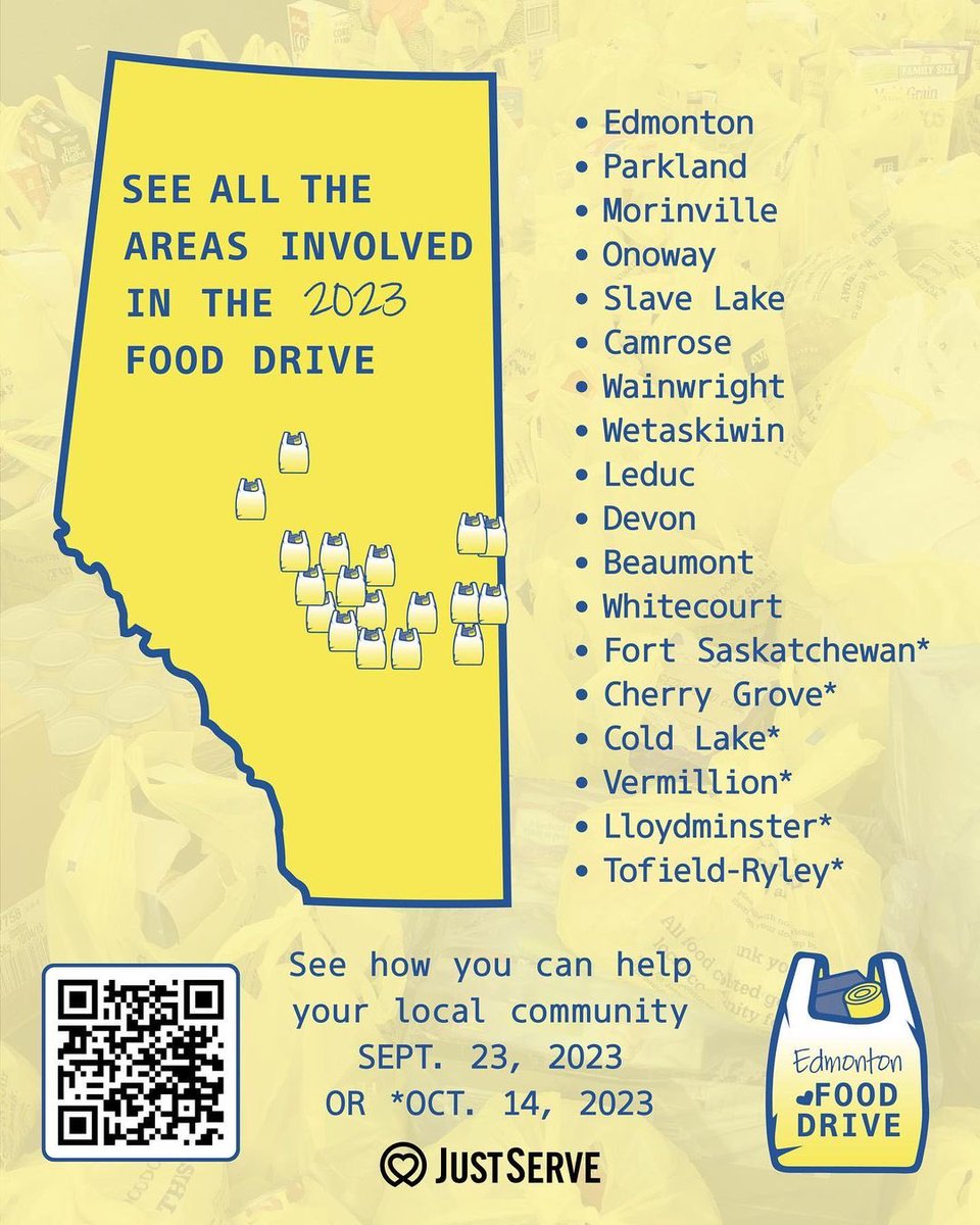 FoodYeg's tweet photo. Did you know that the food drive happens in 18 communities around Alberta?  This weekend September 23 is the 14th annual in Edmonton Food Drive. https://t.co/8JHHSTiLHS
