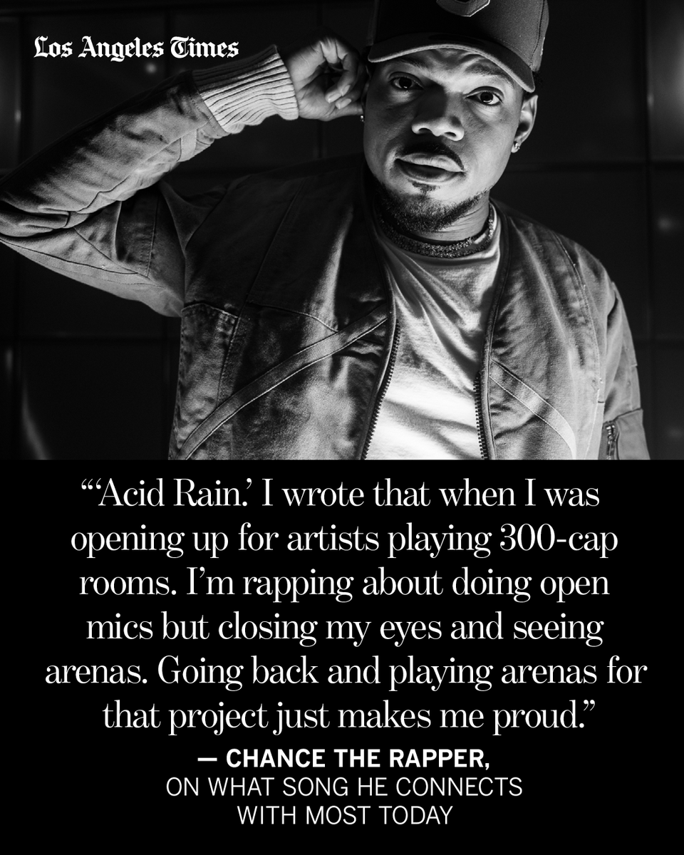 latimes's tweet image. This Thursday, @chancetherapper will bring his 10-year-old mixtape #AcidRap to @theKiaForum for an arena-size celebration. Chance spoke to The Times’ @kenandraughorne about what it all means: lat.ms/45Uw9Pt