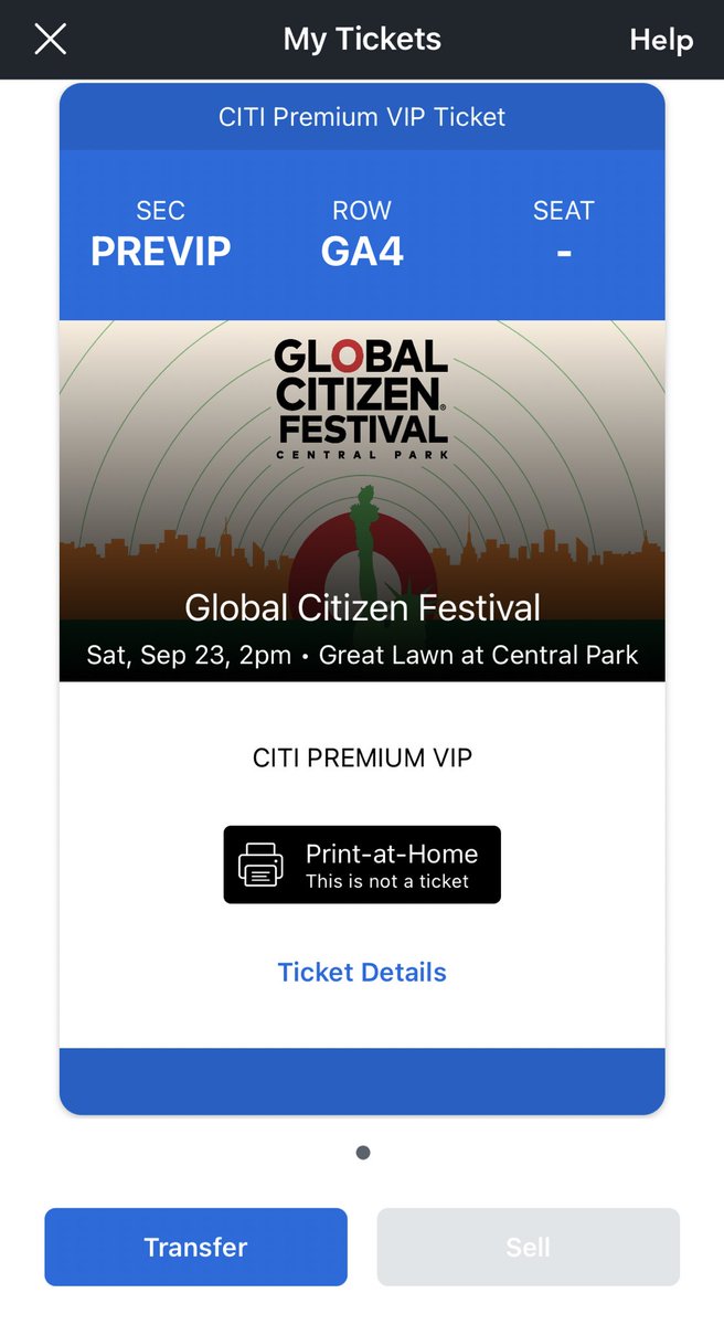 feveryuyu's tweet photo. wts // citi premium vip ticket global citizens fest 

paid $200 and asking for $200

pls dm, i’m willing to video call during transfer ! https://t.co/l03hLjdNCt