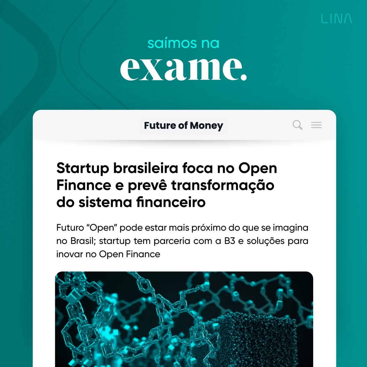 Nosso CEO, Alan Kim Mareines, falou ao portal @exame sobre como auxiliamos as instituições no Universo Open e as principais transformações no sistema financeiro. ➡️ Confira a matéria completa: lnkd.in/dCPEq9Ng