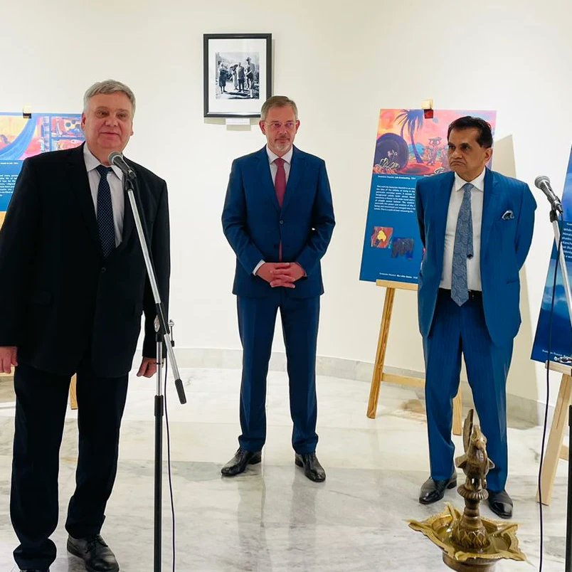 #ICIB members invited to the inauguration of the exhibition on #Bharat #Russia ties by Roerich family inaugurated by India's G-20 Sherpa Amitabh Kant, along with Russia's ambassador to India, Denis Alipov. @amitabhk87 @AmbRus_India @MEAIndia