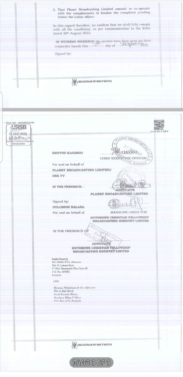 IsaacLyanzo's tweet photo. @UCC_ED @MoICT_Ug @BaxterBillz @owere_usher @flavianinkuze1 @ApioBernadette @HumanRightsUG @UCC_Official Whereas herein does not contain any of the recommendations by UCC, between the three parties i.e Planet See TV Broadcasting, MCF broadcasting and the aggrieved SEE TV staff, it's just a document devoid of requirement! https://t.co/VU1hXNAv7W