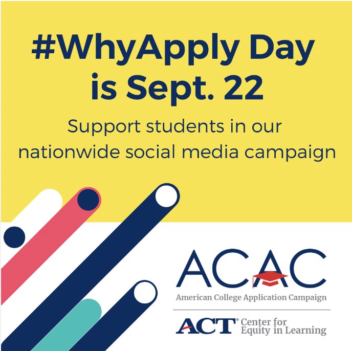 #WhyApply Day is this Friday, September 22nd! ⭐️ 
3 reasons you should APPLY:   
⭐️Give yourself OPTIONS after graduation.
⭐️To be COMPETITIVE in the workforce.
⭐️To EXPLORE your interests.

You tell us 🎤 Why should students apply to a community college or university?
