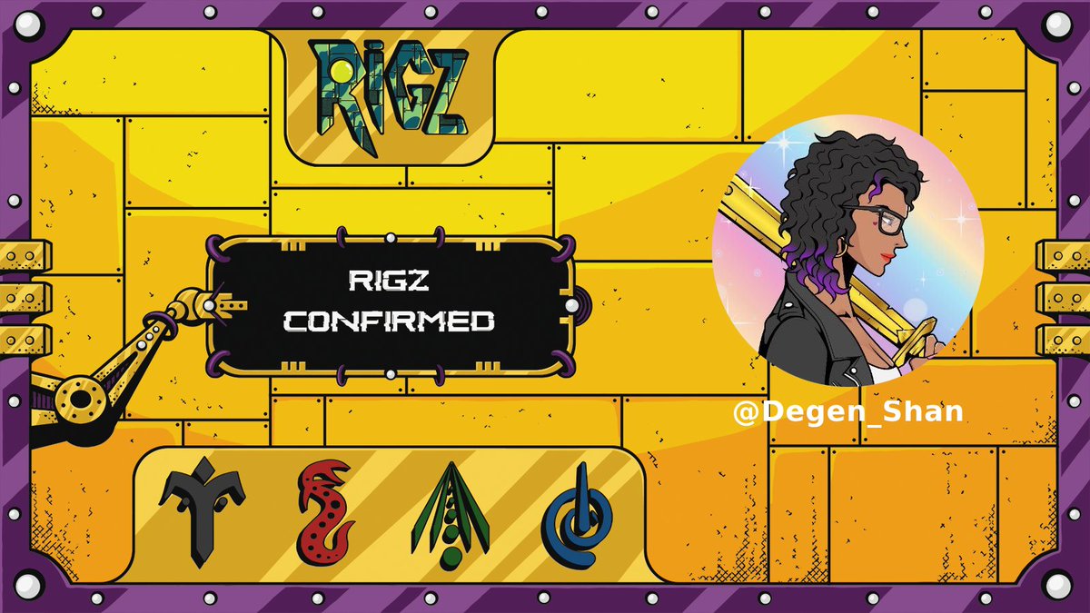 RIGZCONFIRMED's tweet image. RIGZ confirmed @RIGZNFTs 🎫
  
Welcome @Degen_Shan 🤖
  
#RIGZCONFIRMED