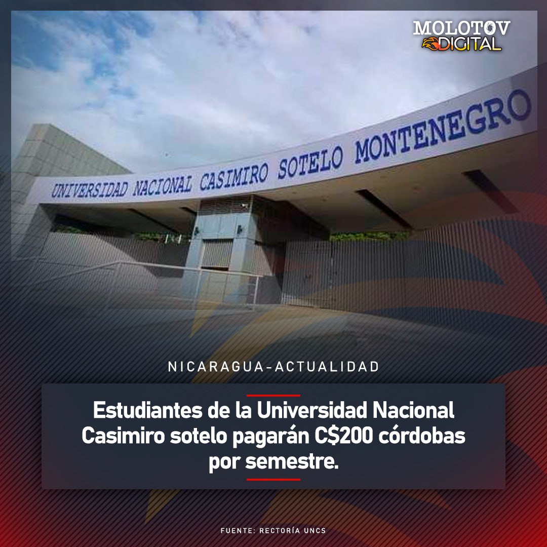 Estudiantes de la Universidad Casimiro Sotelo en vez de pagar 685 dólares por semestre que cobraba la ex UCA, ahora pagarán tan solo 200 córdobas por semestre. El cobro de esta tarifa de 200 córdobas por semestre se aplica tanto a aquellos estudiantes que ya estaban matrculados