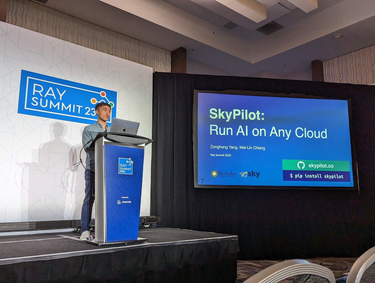 SkyPilot is at #RaySummit! Come see how SkyPilot powers @lmsysorg Chatbot Arena ⚔️, serving open-source LLMs at scale and combating GPU scarcity, all while minimizing costs 🚀