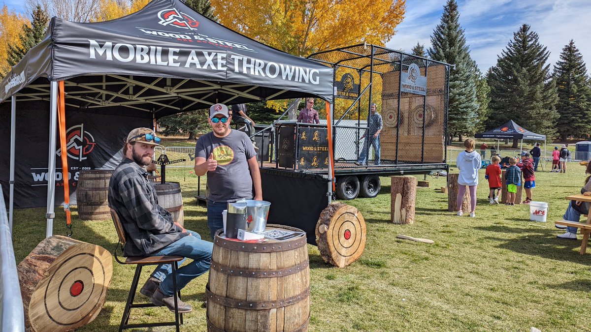 ManoftheCliff's tweet image. Wood and Steel Axe Company is coming back to Man of the Cliff! If you're not interested in competing but still looking to get the lumberjack experience you can try your hand at axe throwing at the Wood and Steel trailer.
#MOTC #ManOfTheCliff #lumberjackgame #discoveravoncolorado