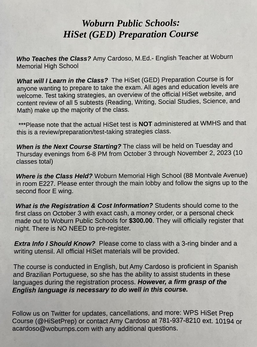 WPS HiSet (GED) Prep Course tweet media