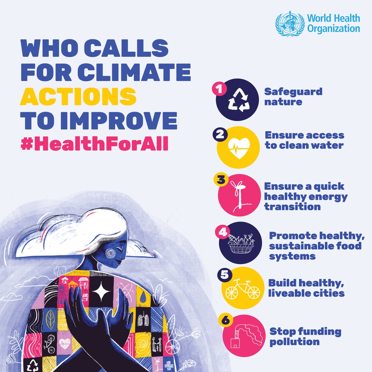 We need #ClimateAction now 🌳 Protect nature 🚰 Ensure access to clean water ⚡️ Transit quickly to clean energy supplies 🥝 Promote healthy, sustainable food systems 🏡 Build healthy, liveable cities 🛑 Stop funding pollution More bit.ly/48iWAzQ #UNGA78