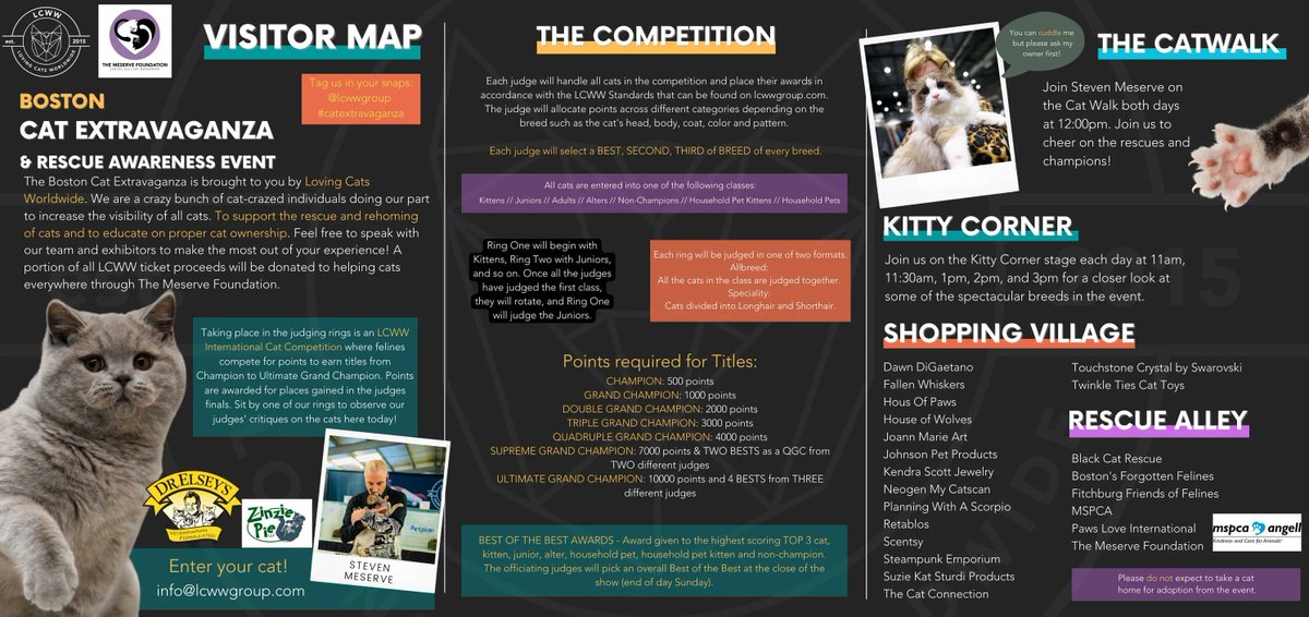 LCWWGroup's tweet image. Hey Boston! Your visitor map is here! Take a look at our schedule, vendors, and more details on what to expect this Saturday and Sunday! 😸
Tickets: buff.ly/47UceRQ 

#bostoncats #catlovers #catsoftwitter