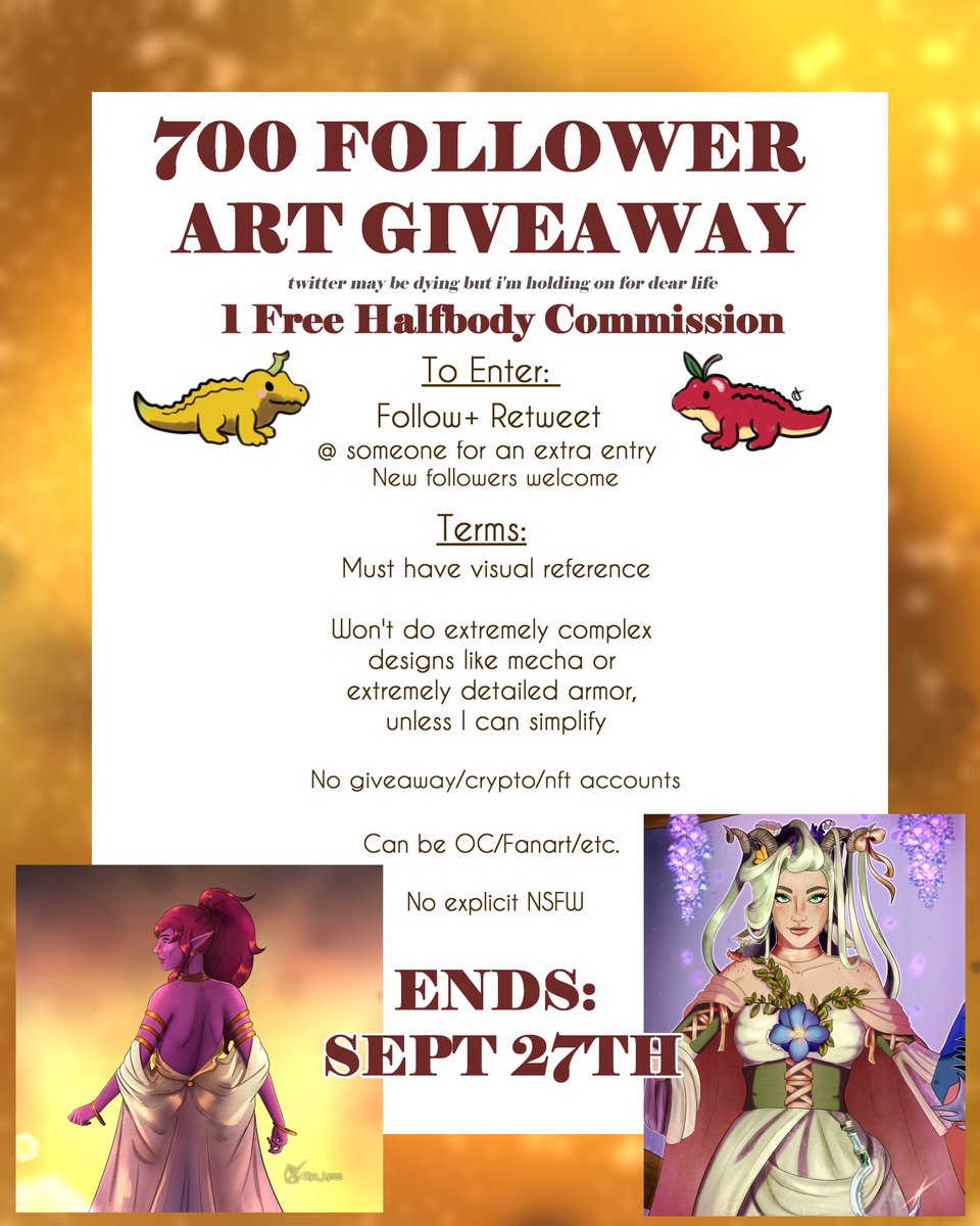 Clya_Lyren's tweet photo. thank you all for 700
gonna keep holding on for dear life

come get some art 💛✨ https://t.co/n2Eze3XkJD