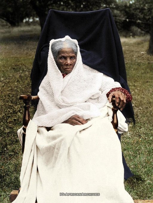 Harriet Tubman's Last Portrait, 1911.

—Harriet Tubman (born Araminta "Minty" Ross) was an African-American abolitionist, humanitarian, and Union spy during the American Civil War. Born into slavery, Tubman escaped and subsequently made more than 19 missions to rescue more than