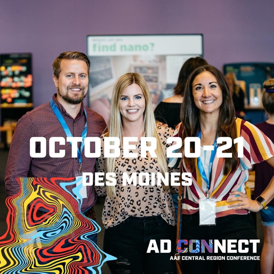If you haven't registered for our upcoming AAF Central Region Conference next month! Tons of opportunities for professional development with 8 keynote presentations &amp; an influencer marketing panel and lots of great networking opportunities
Register today! 
aafcentralregion.org/conference