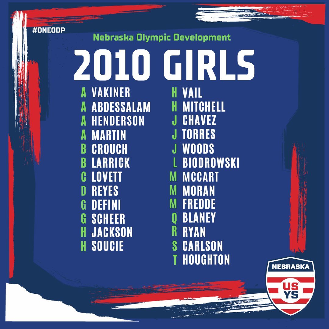 2023-24 Nebraska Team Pool Announcements are here!  Looking forward to a year of development and great soccer!

2013-2010 Girls

#oNEODP #ODP #Soccer