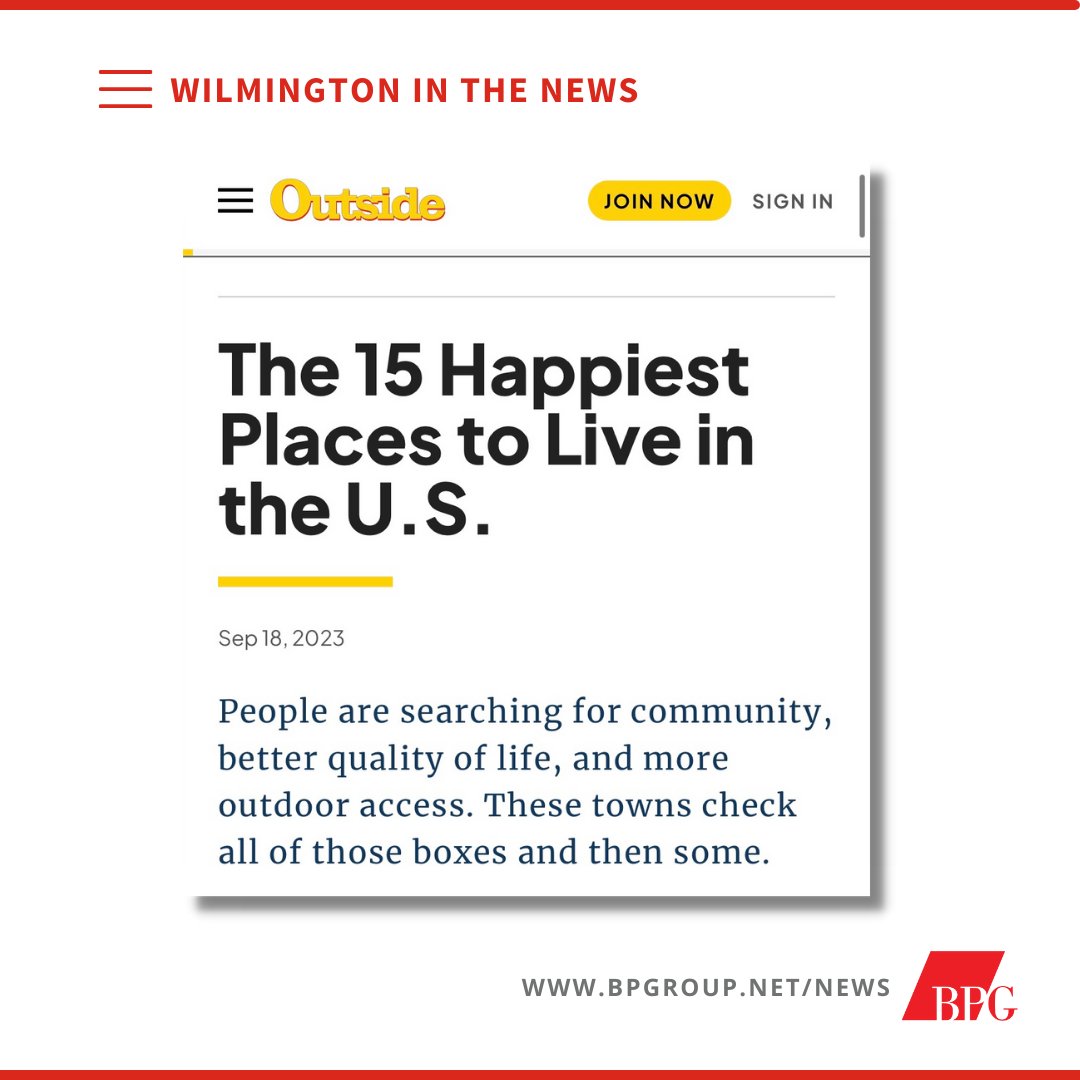 Wilmington, Delaware, has been recognized as one of the 15 Happiest Places to Live in the U.S. by @outsidemagazine We are thrilled to see our community featured alongside other thriving cities across the country! Read more here: 🔗outsideonline.com/adventure-trav…