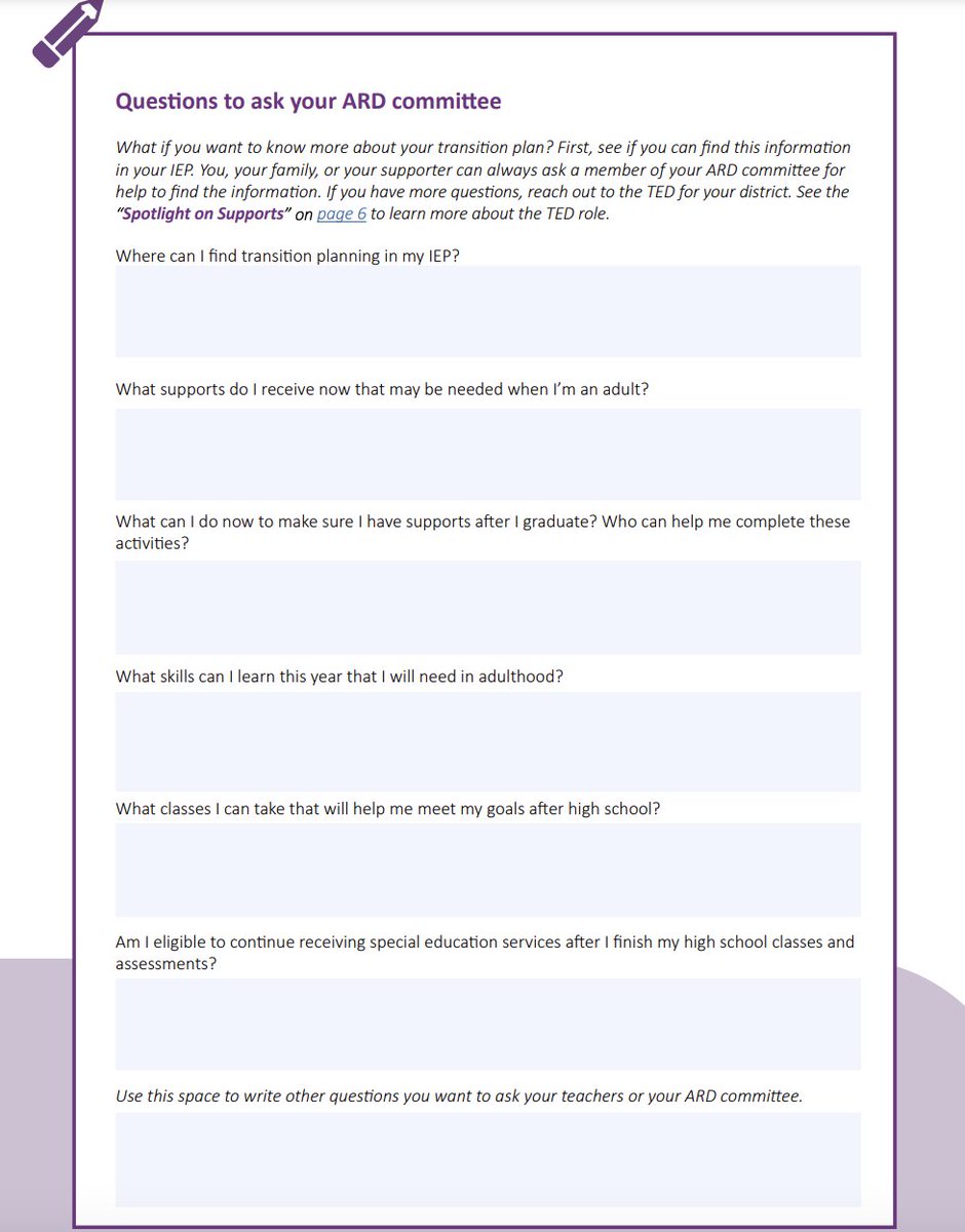 Happy Tuesday 😃
A helpful guide when talking Transition 📌
Here’s some key questions to have ready when attending an ARD 📝
*Attached is a link for a PDF copy*
linkprotect.cudasvc.com/url?a=https%3a…
 #EPISD #TransitionTuesday #TexasTransition