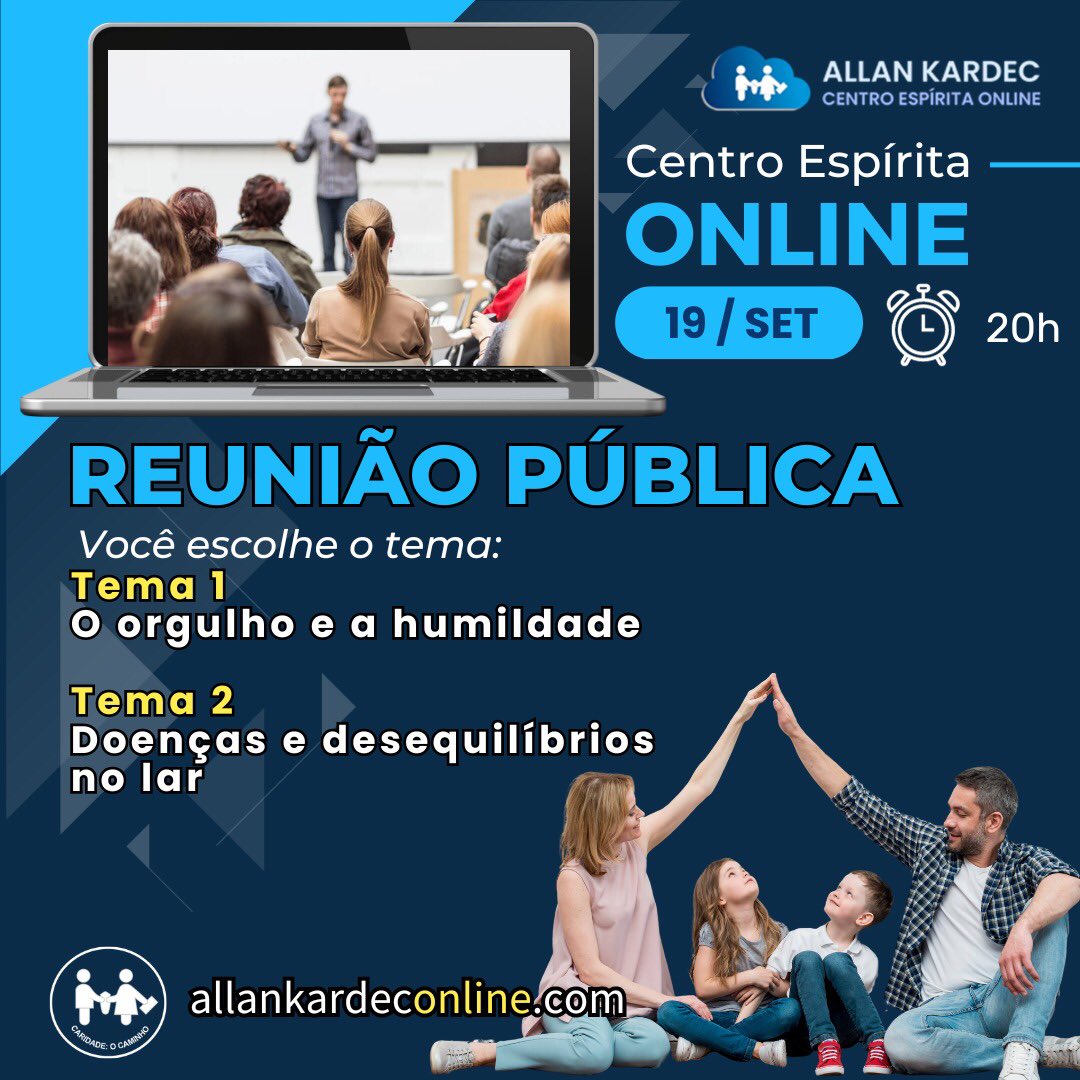 cerv_espirita's tweet photo. 🟡 Olá!

O Centro Espírita online Allan Kardec* convida você para a _Reunião Pública_ desta semana. Você escolhe o tema!

⏰ Hora de início: 20h (online)

_Acompanhe o Centro Espírita online Allan Kardec na internet._ 

🎯Site
https://t.co/50fetpvBbO https://t.co/advhjRWcKR