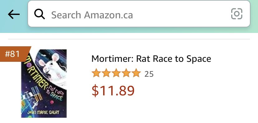 I’m excited to see #Mortimer on an Amazon top 100 list! amzn.to/3LyKOHJ Find out what happens when a lab rat goes to space. For ages 9 and up. #mglit #sciencefiction #STEAM #STEM @StaceyKondla