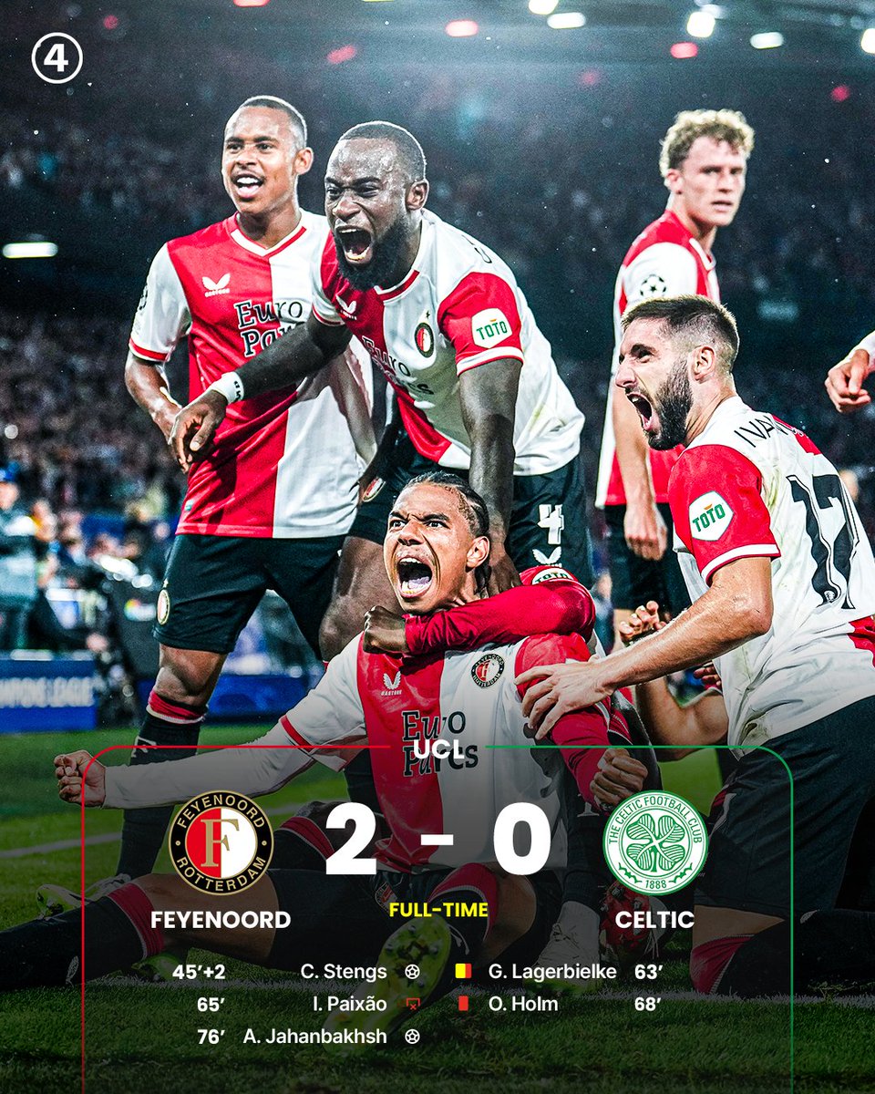 433's tweet photo. Feyenoord sink Celtic in a heated affair 🥵🤝 https://t.co/ctLvKnXMTL