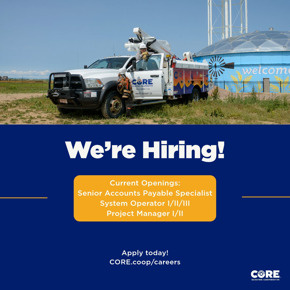 CORE is hiring! Take a look at our open positions and apply today ⚡ core.coop/careers/curren… #JobOpening #CORECareers #Utilities