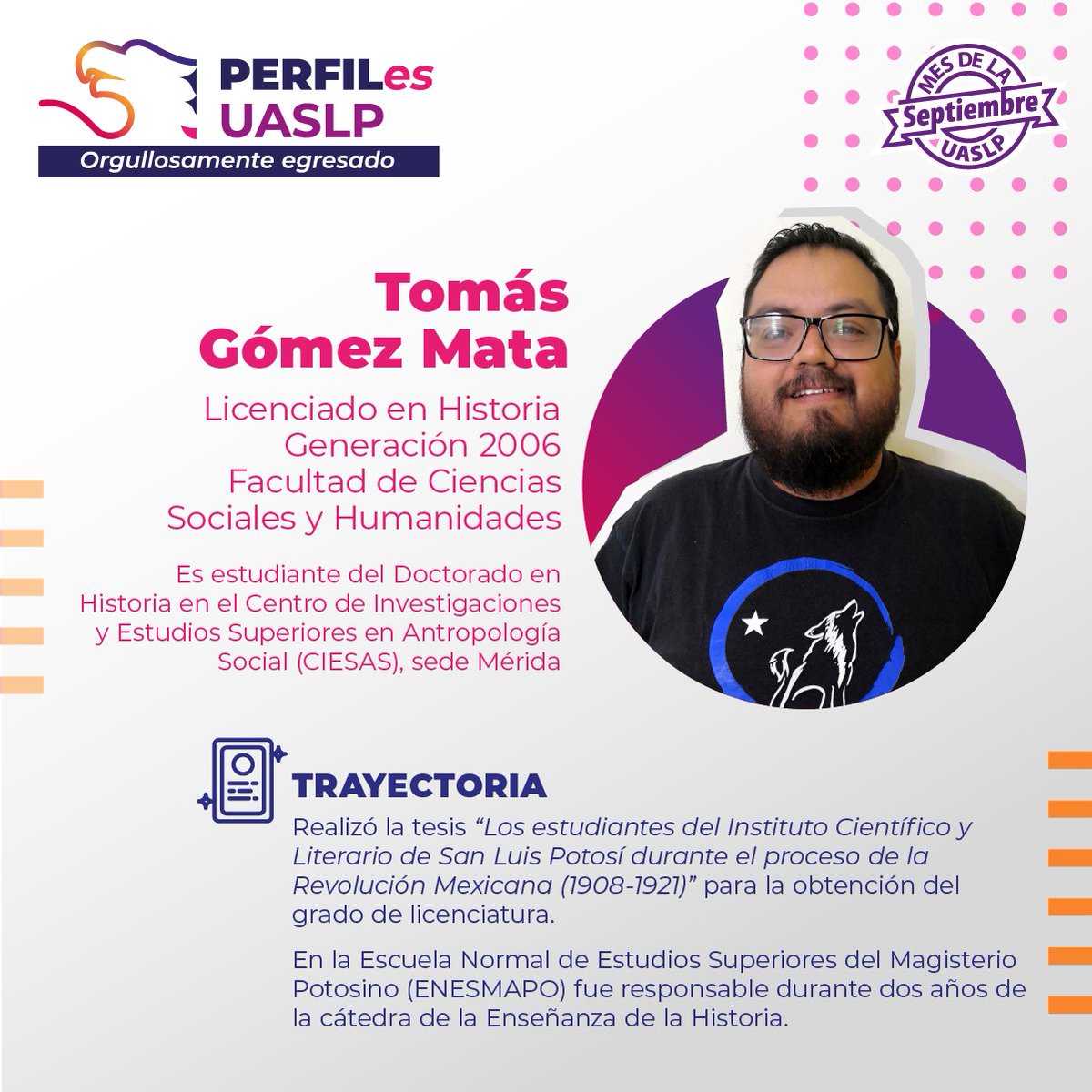 LaUASLP's tweet photo. En septiembre #MesdelaUASLP 💙💛🦅 hacemos un reconocimiento a nuestras y nuestros egresados de las más de 100 carreras que integran la oferta académica de esta universidad pública.
Gracias a ellos, la #UASLP está ¡en todas partes!
#PerfilEsUASLP
#OrgulloUniversitario
@csyhUASLP https://t.co/JIhlo2bzcn