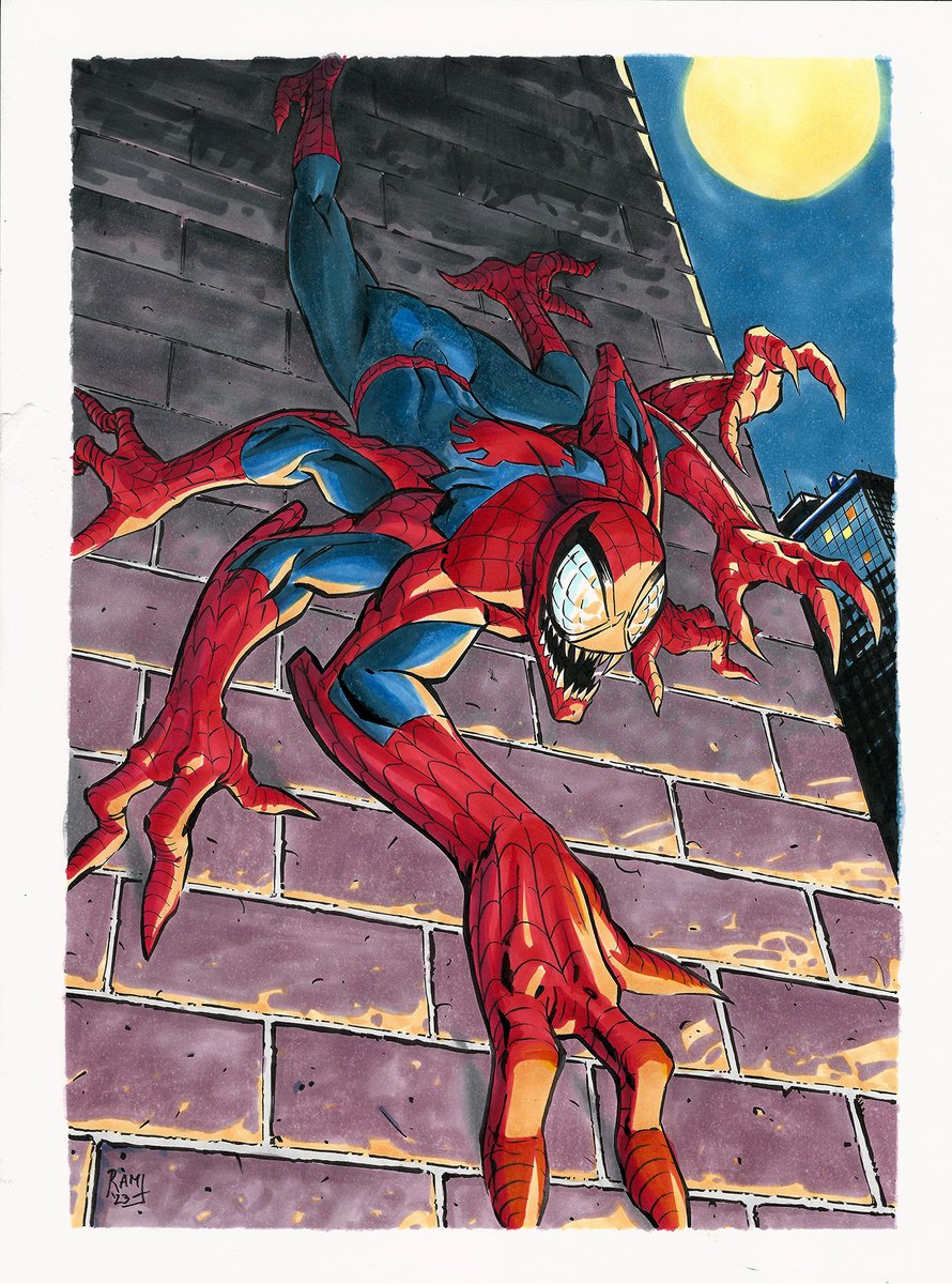 Doppelganger commission! Copic markers and ink on paper.

#spiderman #doppelganger #copicmarkers #copic #marvel #marvelcomics #comics #comicbooks #commission #illustration