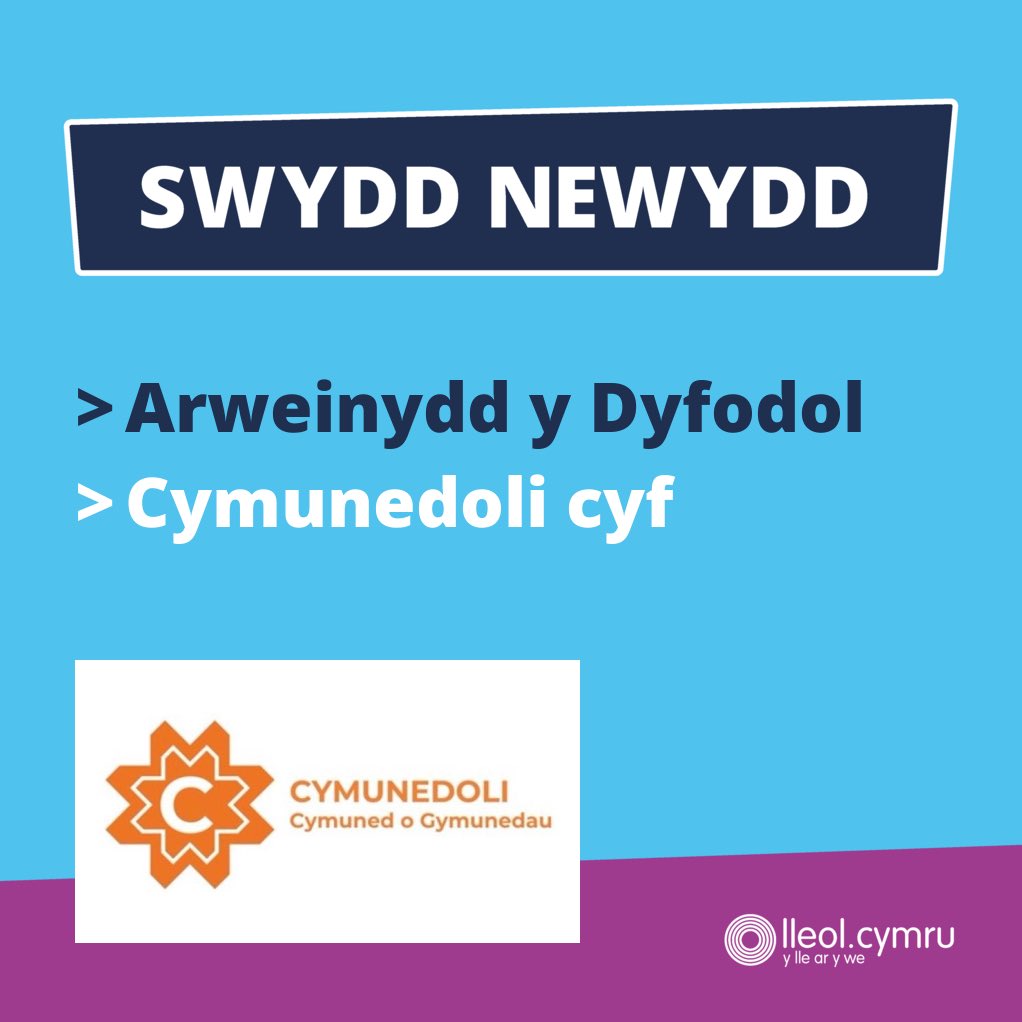 **HYSBYSEB SWYDD NEWYDD**

>> Arweinydd y Dyfodol
>> Cymunedoli cyf

Manylion yma >> bit.ly/45Ve7MF