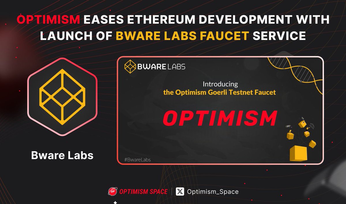 Optimism_Space's tweet photo. Developing on @Optimism_FDN is now simpler than ever with the dedicated Bware Labs Faucet Service! 💧

The Optimism Goerli Faucet is a new tool designed to enhance the #BUIDLing experience in the Optimism ecosystem.

Here's what you need to know:

🧵 #Optimism https://t.co/tAyh5sHsH1