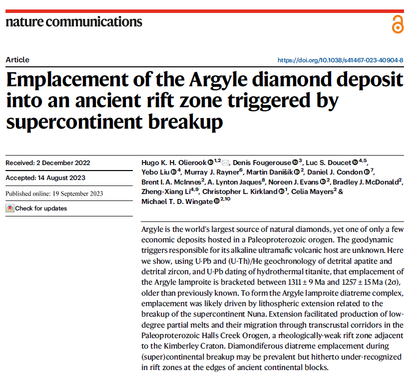 TimescalesEPS's tweet photo. New #openaccess in @NatureComms led by Hugo with @JDLCentre looking at dating and diamonds (an expensive combination).
Bonus link to an associated @ConversationEDU piece in the comments below  https://t.co/oI8JFZC8HD https://t.co/YzBZWlL7I1