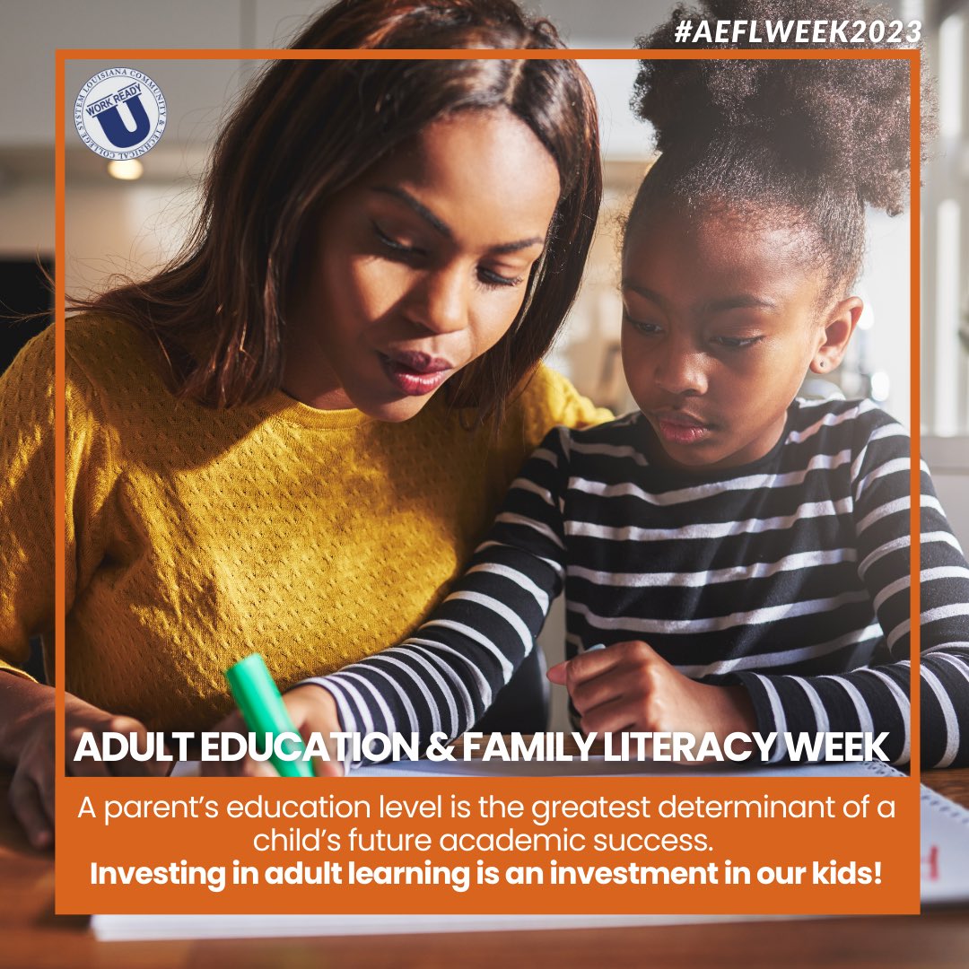 We all want academic success for our kids. To ensure this, we must provide learning opportunities for adults. Investing in adult education is an investment in our children’s futures! #aefl2023 #workreadyu #golctcs #lapcae #adulteducation #coabe