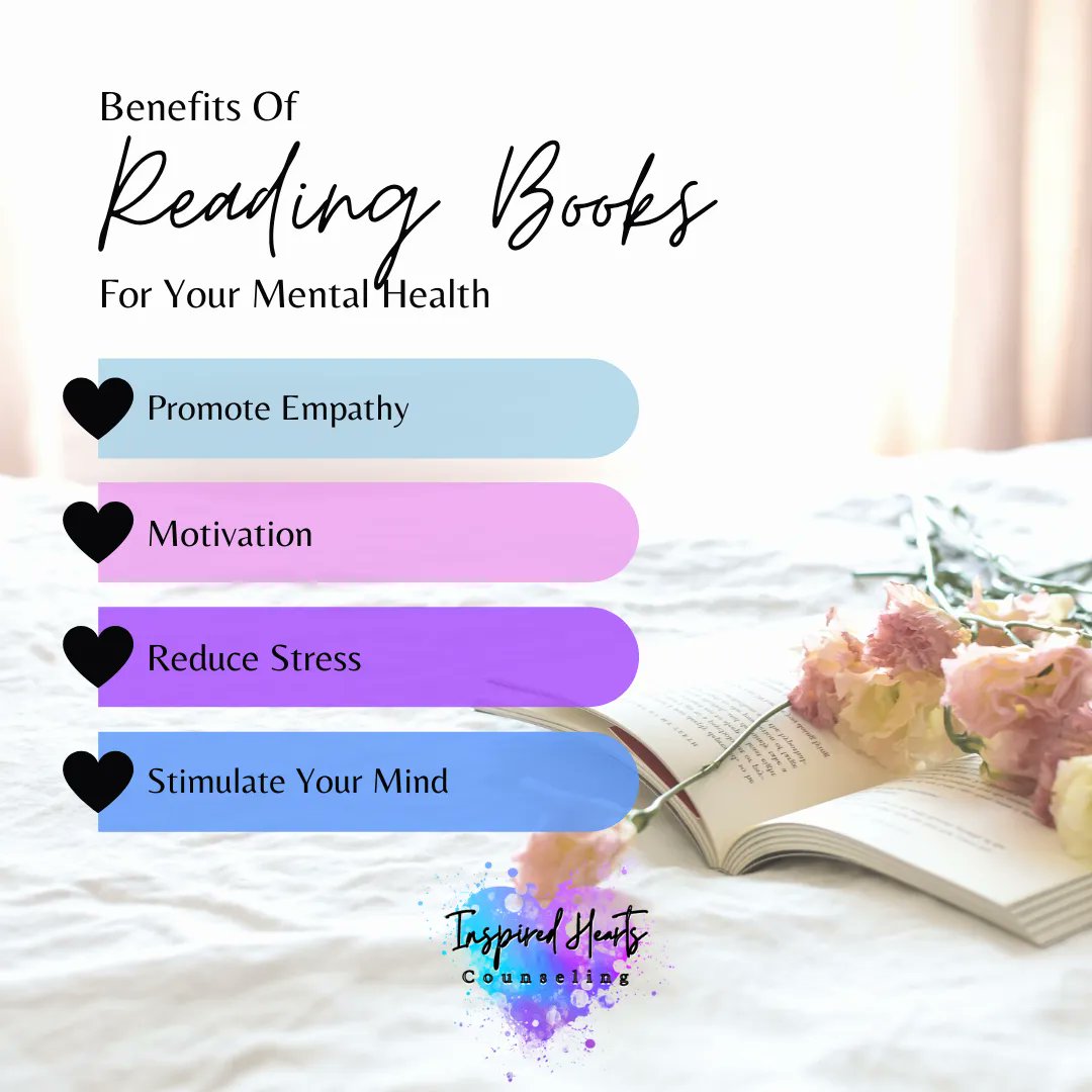 📚 Any fellow bookworms like me? 
👉  Did you know that reading can benefit your mental health? 

#books #bookworm #reading #mentalhealth #mentalhealthtips #mentalhealthawareness  #stressrelief #motivation #mentalstimulation #mentalwellness #empathy #stressmanagement