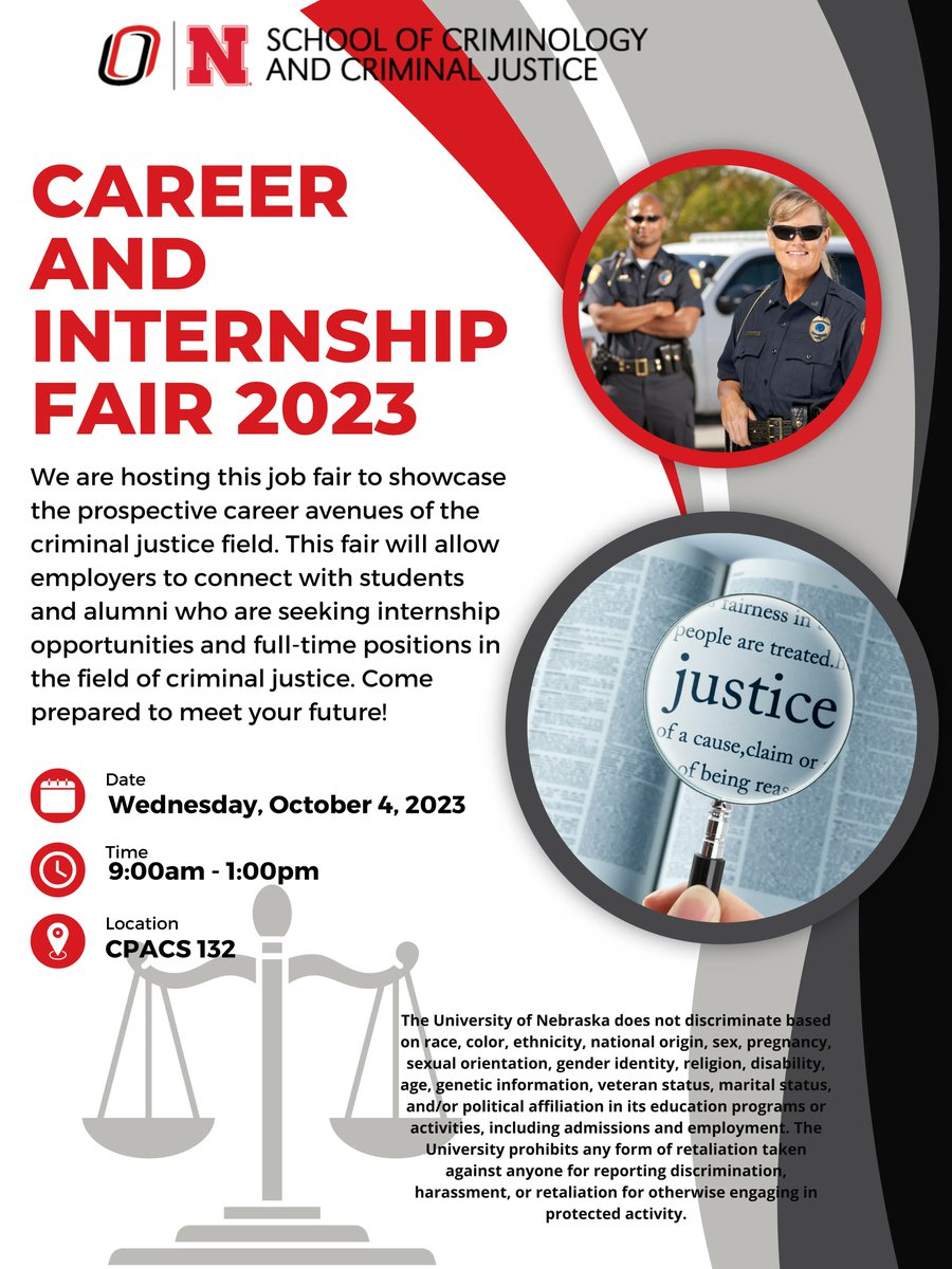 Join us at our SCCJ Career Fair on October 4th. You will have the opportunity to meet with different agencies, employers and others. This is a great way to start if you are looking for a job or internship within the field. Stop by and come meet your future employers/co-workers.