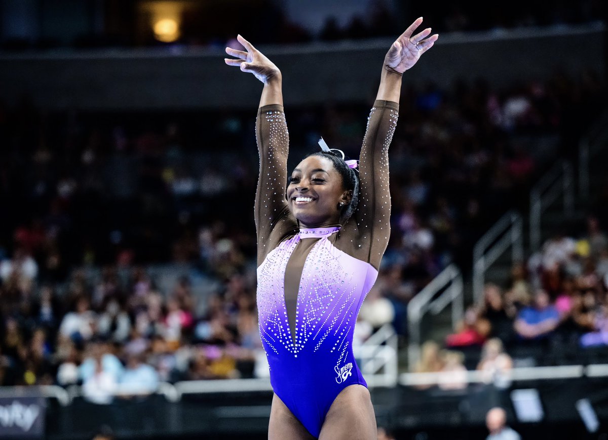 USAGym's tweet photo. Going back to where it all began!

@Simone_Biles will return to Antwerp, Belgium after posting the highest AA score &amp; locking in her spot on the 2023 World Artistic Championships Team presented by @Xfinity!

She won 4 Medals - including 2 Gold - at the 2013 Worlds in Antwerp! https://t.co/fe1MPlqect