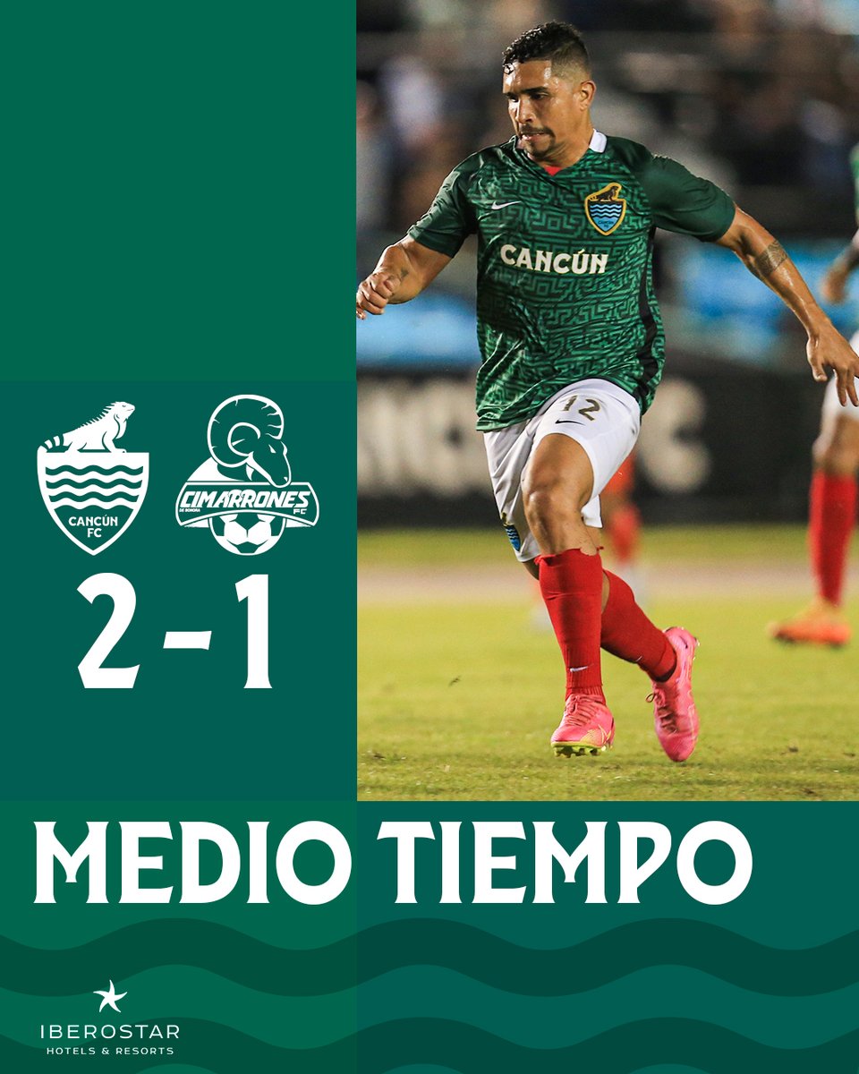 cancun_fc's tweet photo. Marcador al Medio Tiempo💥💥

#CancunFC 2-1 #CimarronesFC 

#Iberostar - Patrocinador Oficial https://t.co/yq9J4X2SQz