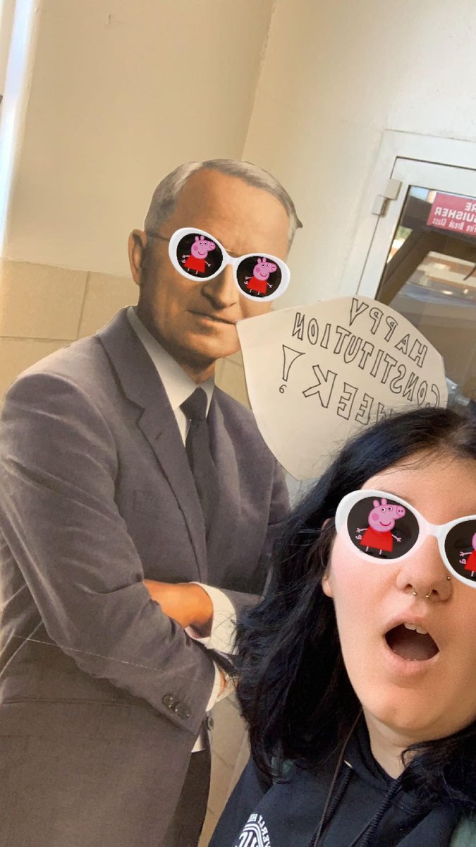 Whitmer_SS's tweet photo. Celebrating Constitution Week @Whitmer_HS this week with a bonus challenge. Students had to find President Truman who was the last president who could serve an unlimited number of terms before the 22nd Amendment imposed a 2-term limit. Thx to the students who shared selfies. https://t.co/oBeMdeQ90M