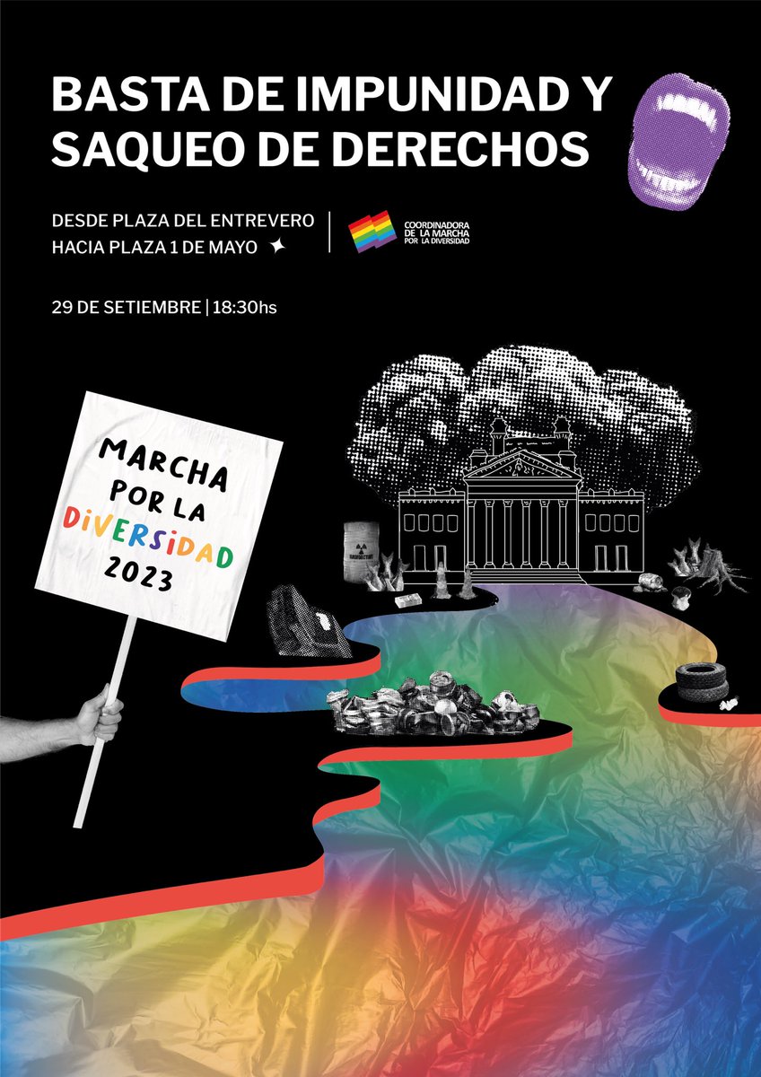 Como todos los años, el último viernes de setiembre volvemos a las calles. 

Basta de impunidad y saqueo de derechos. Estamos cansades de que se nos violente, nos pasa en las calles, en las instituciones ¡hasta nuestres parlamentarios promueven discursos de odio anti LGBTQIA+!
