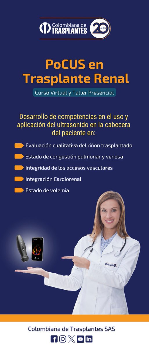 Jose Atilio Núñez Ramos (@joseatilionr) on Twitter photo Mañana!! Primer curso de <a href="/coltrasplantes/">COLOMBIANA DE TRASPLANTES</a>
#POCUS en trasplante renal
Honrado de participar junto a <a href="/Nefrotweet/">Marco Anaya_NefroX</a> y Dagoberto en esta iniciativa en <a href="/HospUninorte/">Hospital Uninorte</a>
Haremos Ecocardio, US renal, VExUS y US Vascular enfocado al pre y post trasplante renal
💪💪💪 Mañana!! Primer curso de <a href="/coltrasplantes/">COLOMBIANA DE TRASPLANTES</a>
#POCUS en trasplante renal
Honrado de participar junto a <a href="/Nefrotweet/">Marco Anaya_NefroX</a> y Dagoberto en esta iniciativa en <a href="/HospUninorte/">Hospital Uninorte</a>
Haremos Ecocardio, US renal, VExUS y US Vascular enfocado al pre y post trasplante renal
💪💪💪