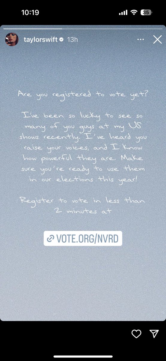 vote.org Register today 👆 There’s Rock the vote and then there’s Swift the vote!