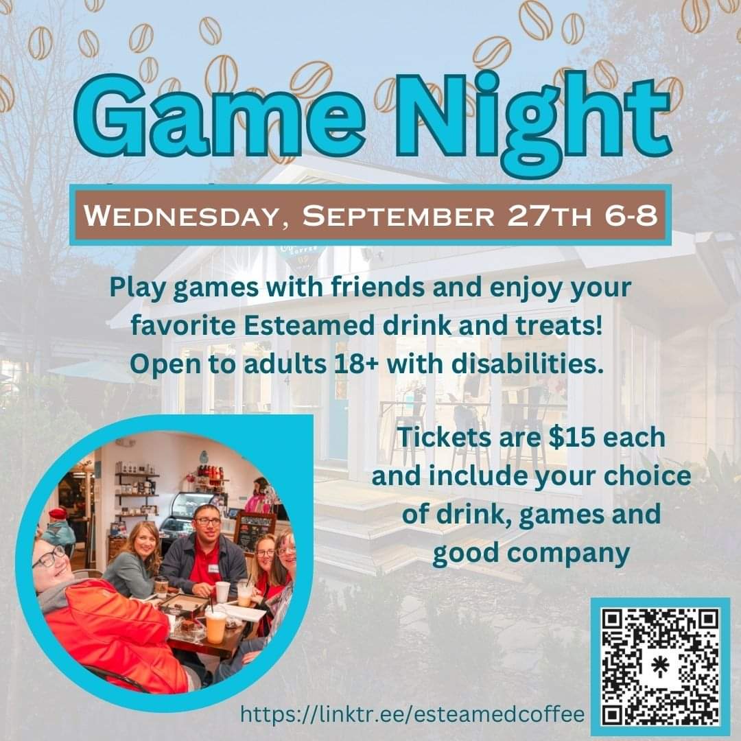 Look at all the fun we're going to have soon at Esteamed Coffee! Click  linktr.ee/EsteamedCoffee to reserve your spot today!  Game Night is only $15 and the Craft night in November is FREE, thanks to a grant from the Louise R. Lester Foundation YAY!