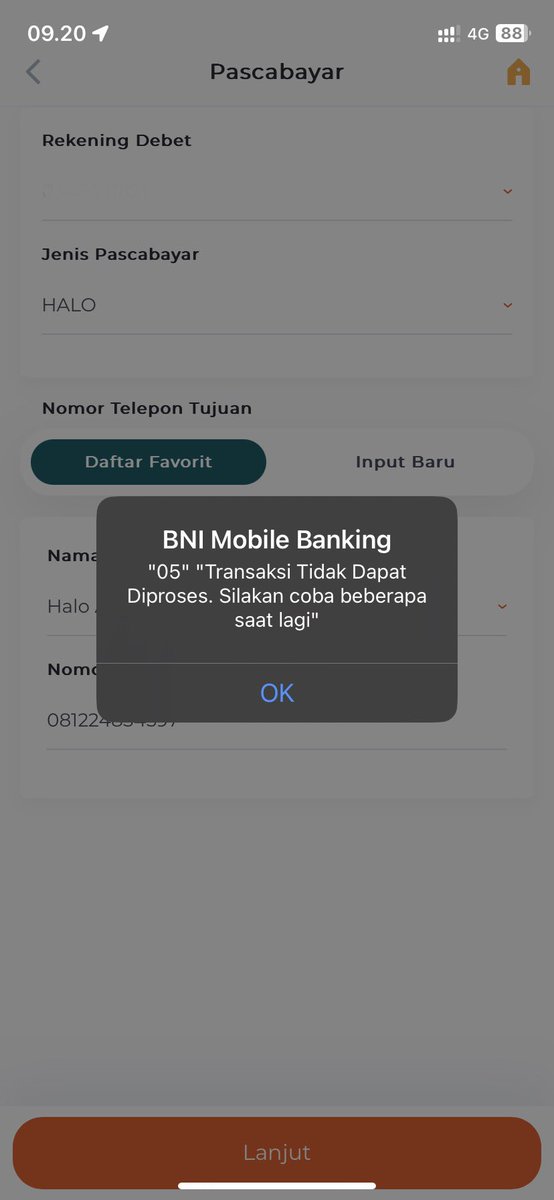 adlanrhidayat's tweet photo. Selamat pagi @Telkomsel saya mau nanya kan saya mau bayar tagihan telkomsel halo via mobile banking apakah lagi gangguan kah? Ini saya pake mobile banking BNI hasilnya error, dan sudah coba juga di livin mandiri hasilnya sama error juga https://t.co/5Hj28GaVff