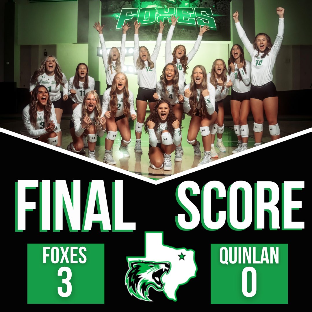Great team win tonight over Quinlan!! We’re now 2-1 in district 💪🏼

Thank you everyone who came out for MS &amp; CMYSA night tonight - the future is BRIGHT for Lady Foxes volleyball!! 

Foxes take the court again Friday @ HOME vs. Wills Point 

<a href="/KodiCrane/">Kodi Crane</a> <a href="/luke__allison/">Luke Allison</a>